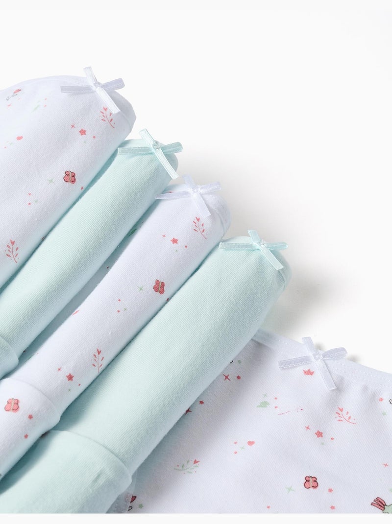 Pack de 5 bragas de algodón lisas/florales Azul Blanco - Kiabi