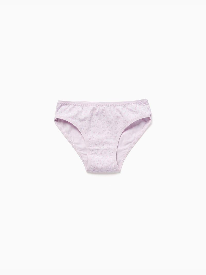 Pack de 5 bragas de algodón lisas/florales Blanco Rosa - Kiabi