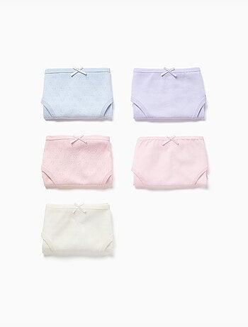 Pack de 5 bragas de algodón lisas/jacquard