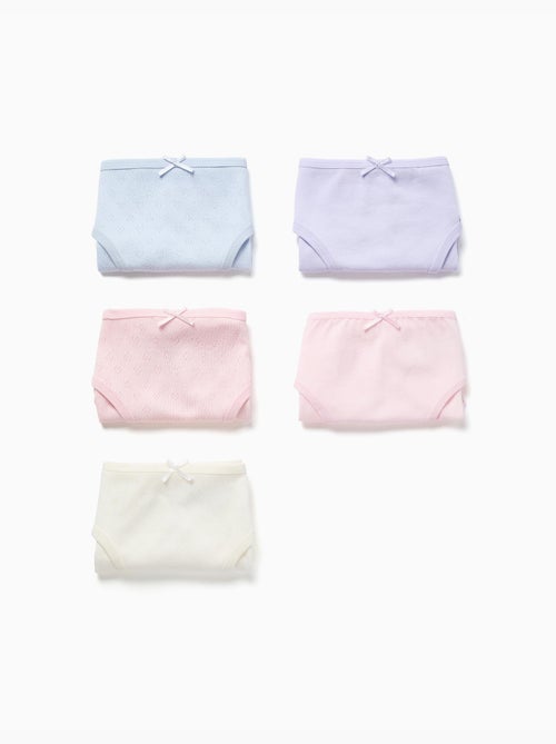 Pack de 5 bragas de algodón lisas/jacquard - Kiabi