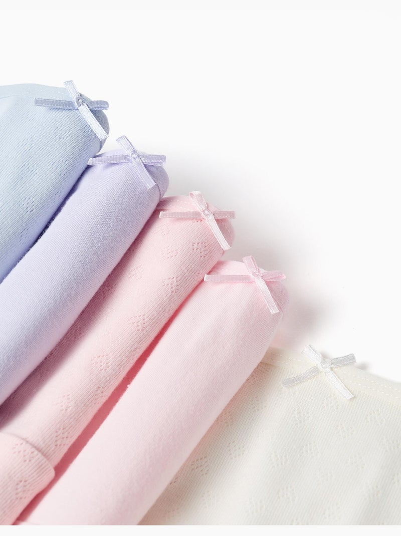 Pack de 5 bragas de algodón lisas/jacquard Blanco Rosa - Kiabi