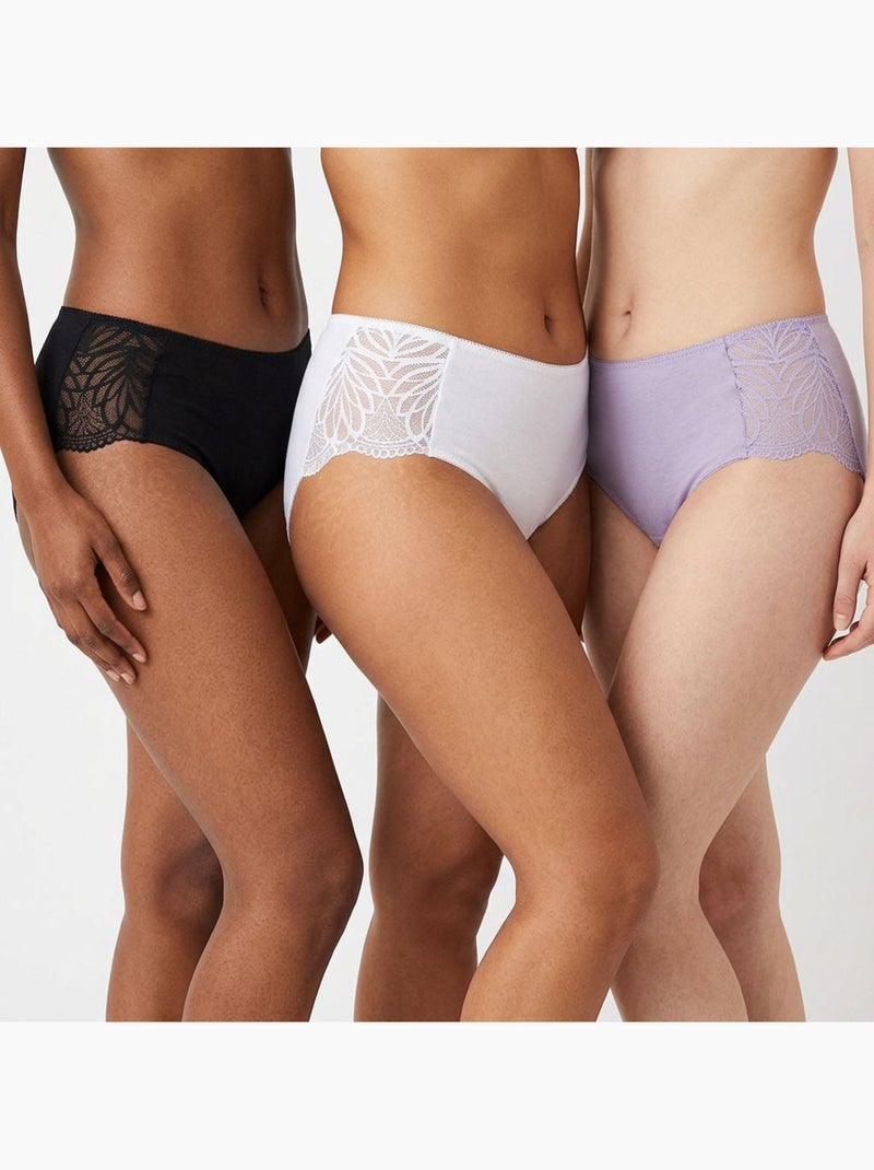Pack de 5 Bragas Mujer Algodón Encaje OZABI Negro Multicolor Blanco - Kiabi