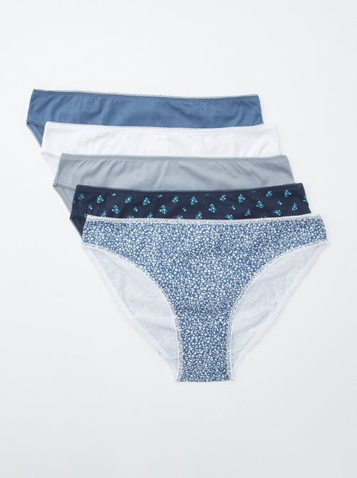 Pack de 5 braguitas - lisas y estampadas - Kiabi