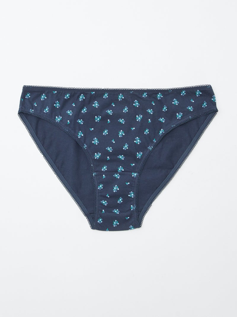 Pack de 5 braguitas - lisas y estampadas Azul - Kiabi