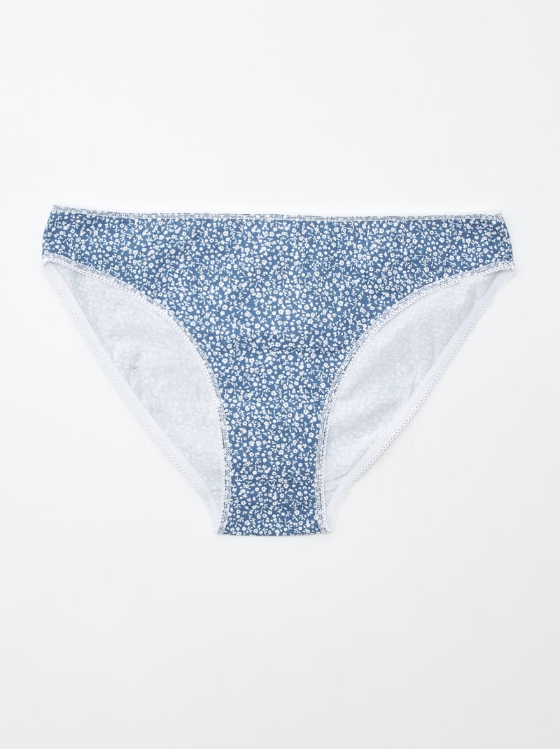 Pack de 5 braguitas - lisas y estampadas Azul - Kiabi