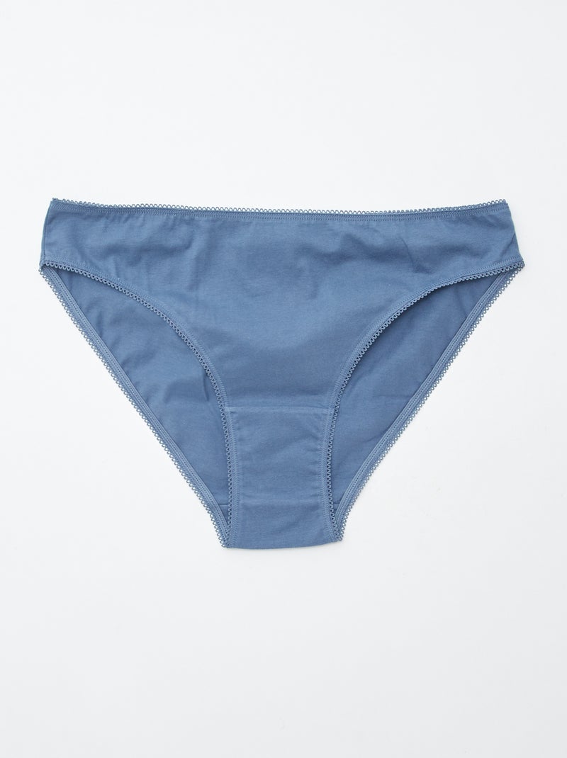 Pack de 5 braguitas - lisas y estampadas Azul - Kiabi