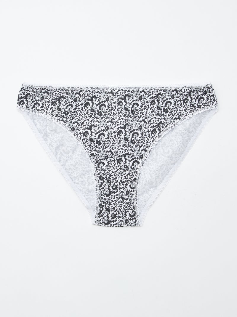 Pack de 5 braguitas - lisas y estampadas Blanco - Kiabi