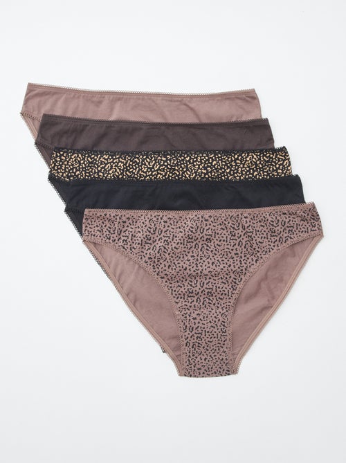Pack de 5 braguitas - lisas y estampadas - Kiabi