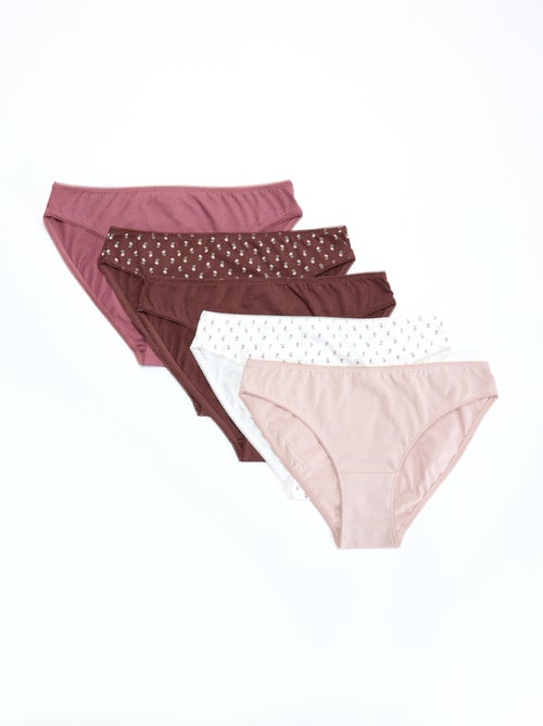 Pack de 5 braguitas - lisas y estampadas - Kiabi