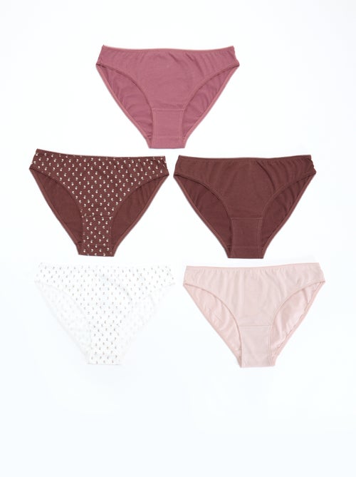 Pack de 5 braguitas - lisas y estampadas - Kiabi