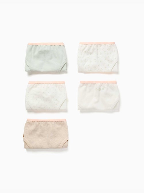 Pack de 5 braguitas de algodón con flores/lunares - Kiabi