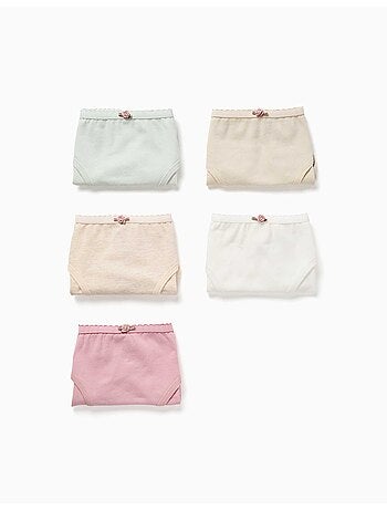 Pack de 5 braguitas de algodón con rosas decorativas