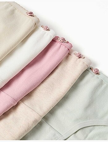 Pack de 5 braguitas de algodón con rosas decorativas