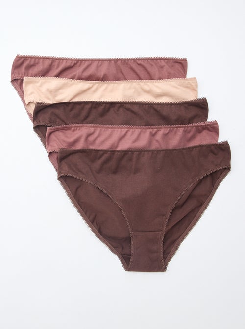 Pack de 5 braguitas de algodón liso - Kiabi
