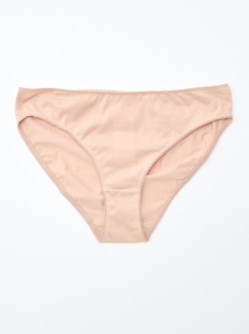 Pack de 5 braguitas de algodón liso - Kiabi