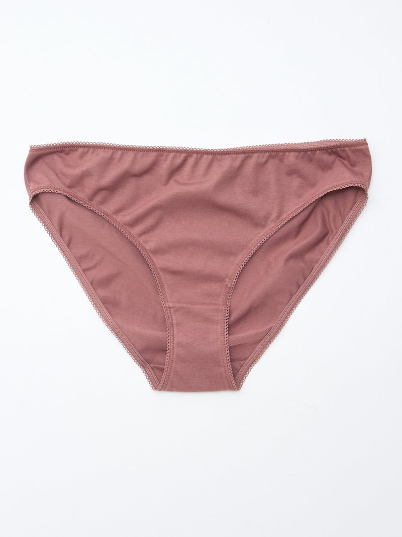 Pack de 5 braguitas de algodón liso Marron - Kiabi