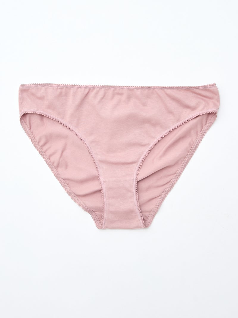 Pack de 5 braguitas de algodón liso Rosa - Kiabi