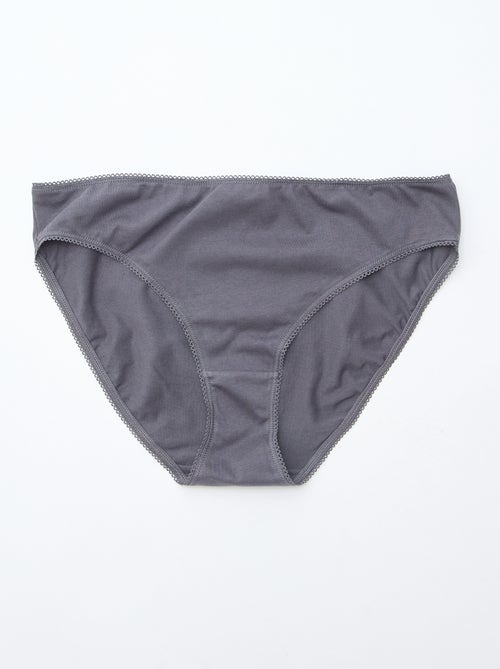 Pack de 5 braguitas de algodón liso - Kiabi