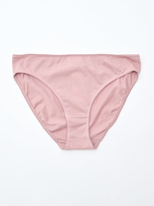 Pack de 5 braguitas de algodón liso - Kiabi