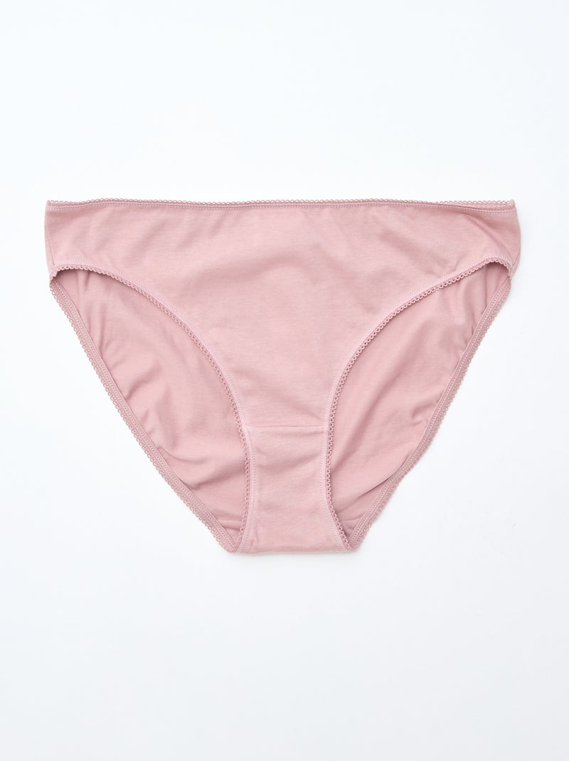 Pack de 5 braguitas de algodón liso Rosa - Kiabi