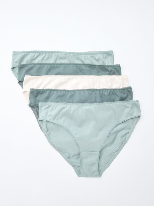Pack de 5 braguitas de algodón liso - Kiabi