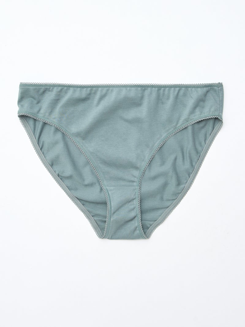 Pack de 5 braguitas de algodón liso Verde - Kiabi