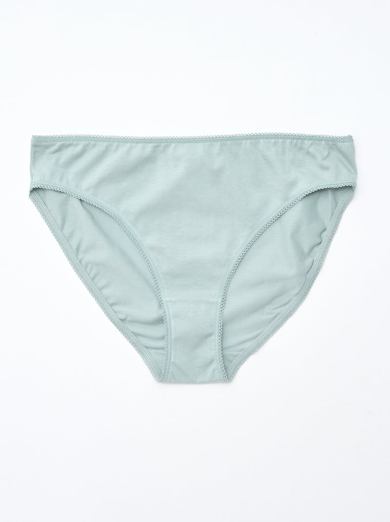 Pack de 5 braguitas de algodón liso Verde - Kiabi