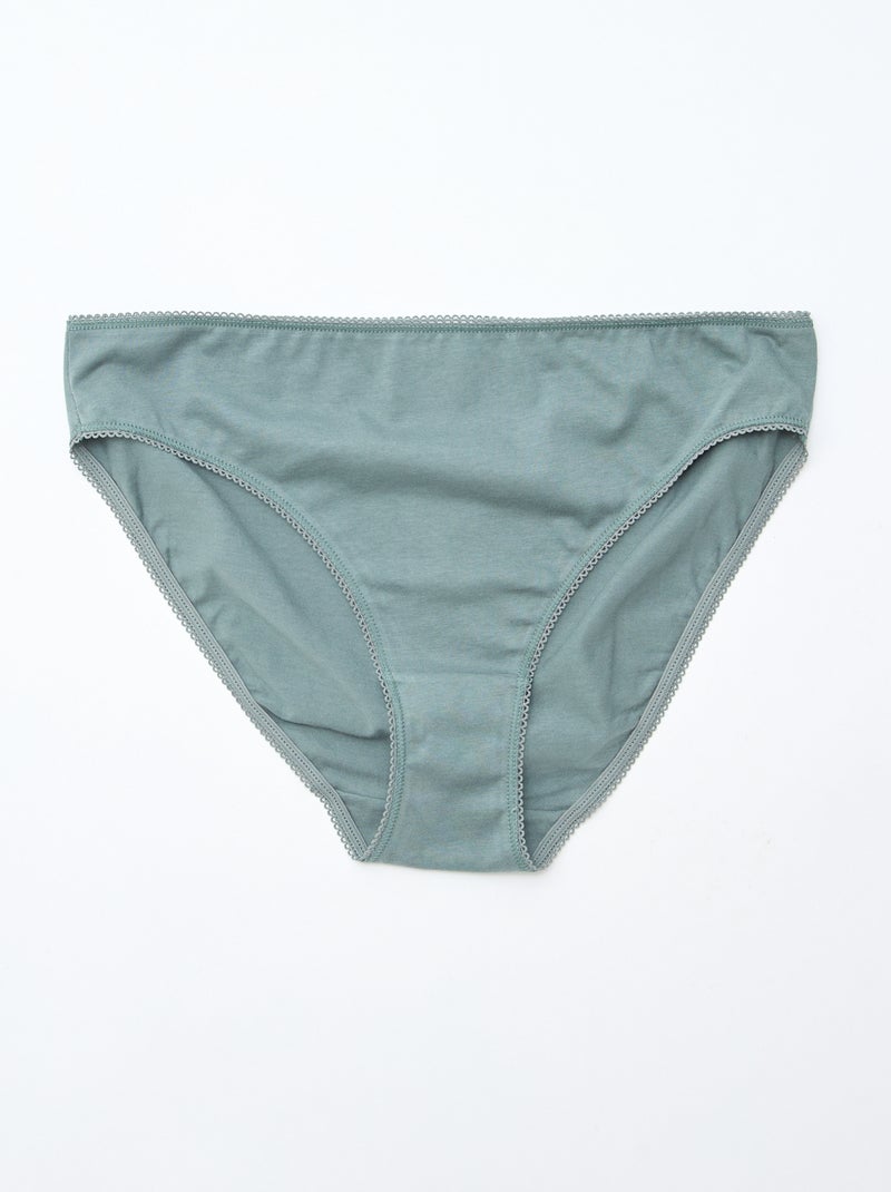 Pack de 5 braguitas de algodón liso Verde - Kiabi
