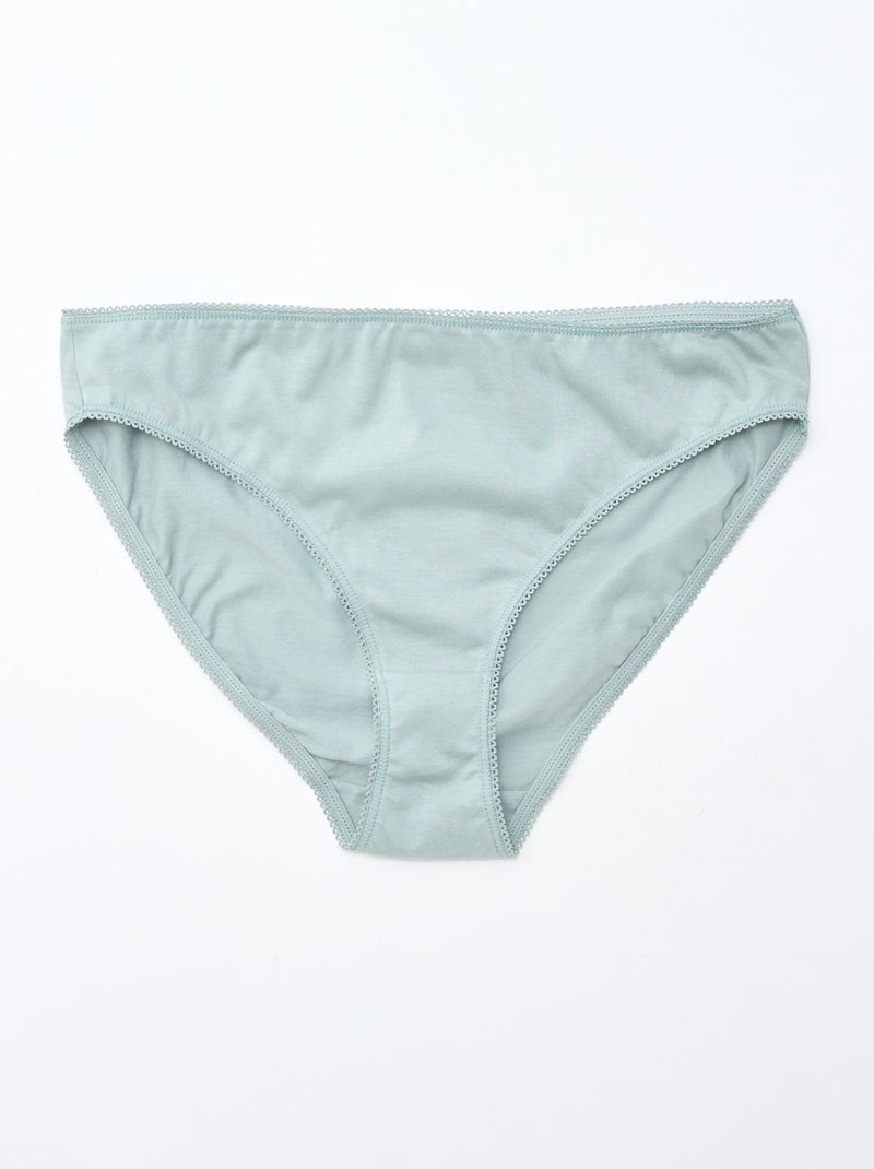 Pack de 5 braguitas de algodón liso Verde - Kiabi