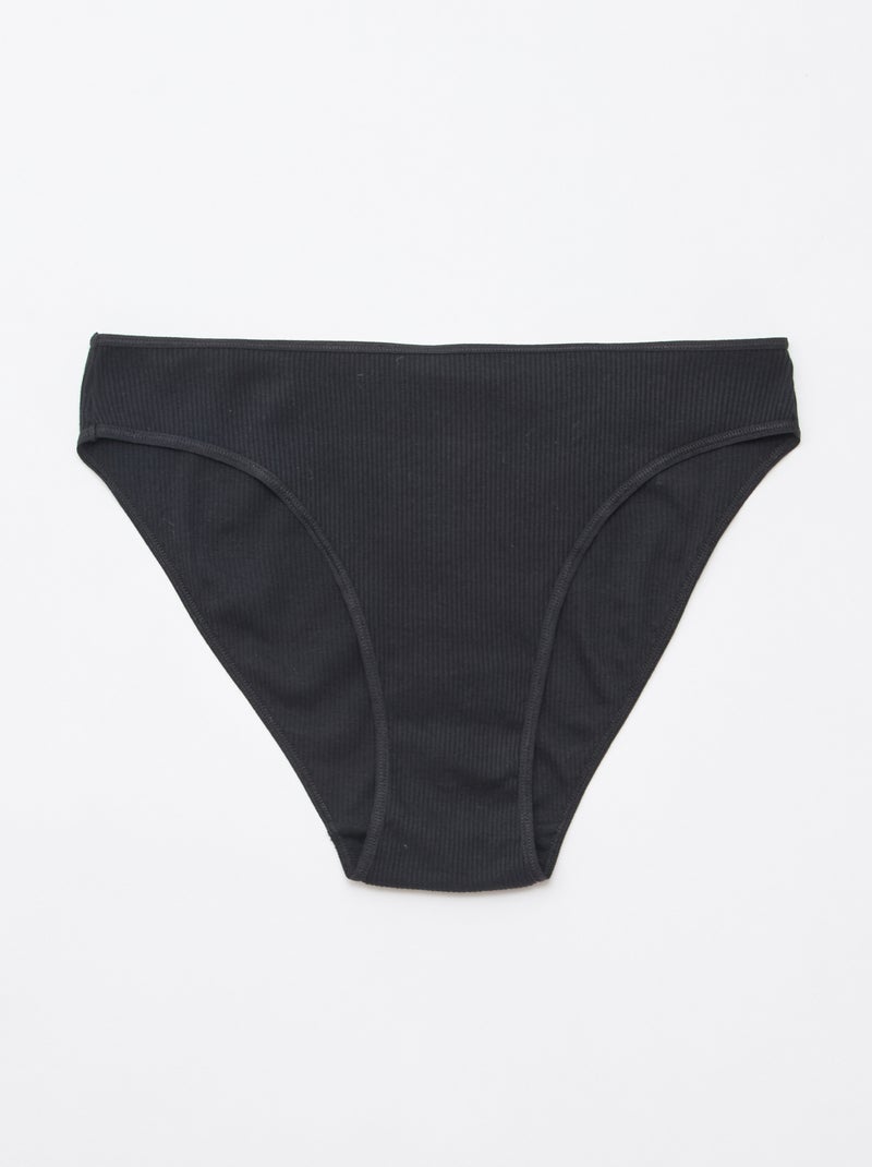 Pack de 5 braguitas de canalé Gris - Kiabi
