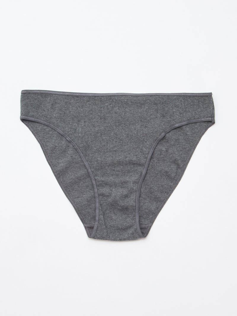 Pack de 5 braguitas de canalé Gris - Kiabi