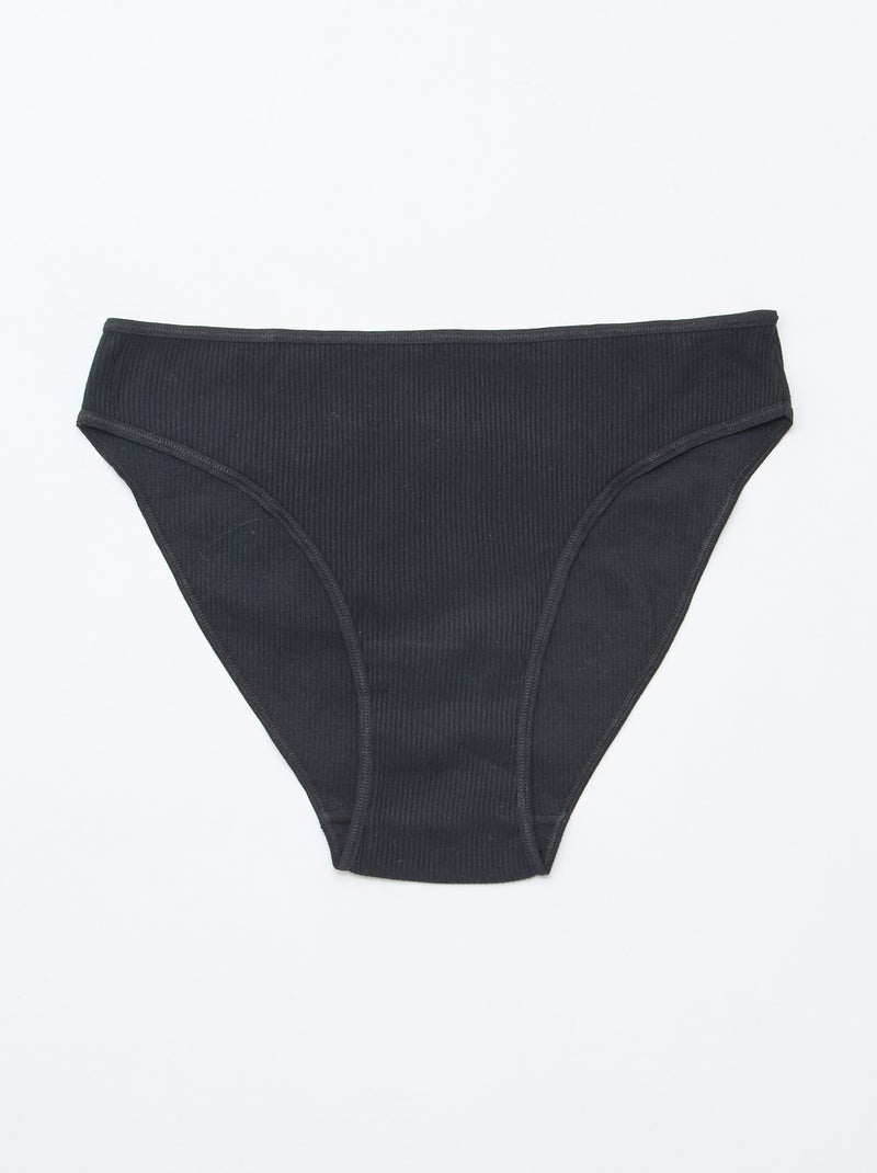 Pack de 5 braguitas de canalé Negro - Kiabi