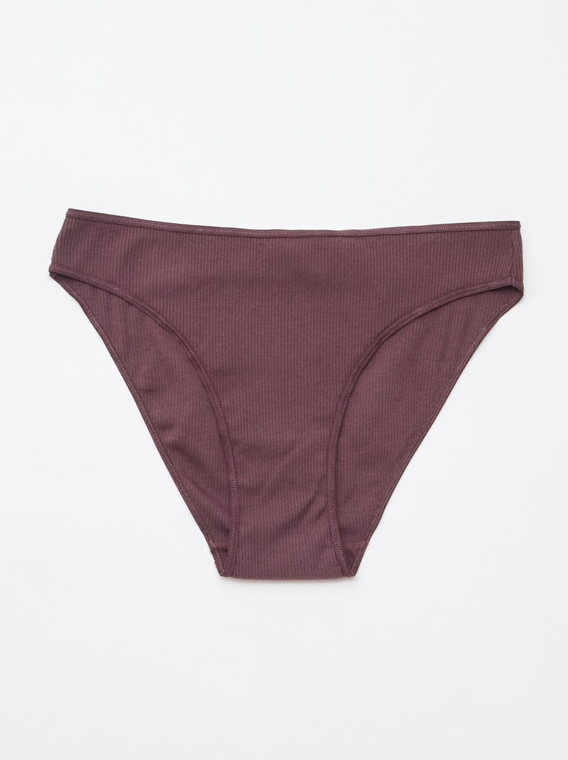 Pack de 5 braguitas de canalé Purpura - Kiabi