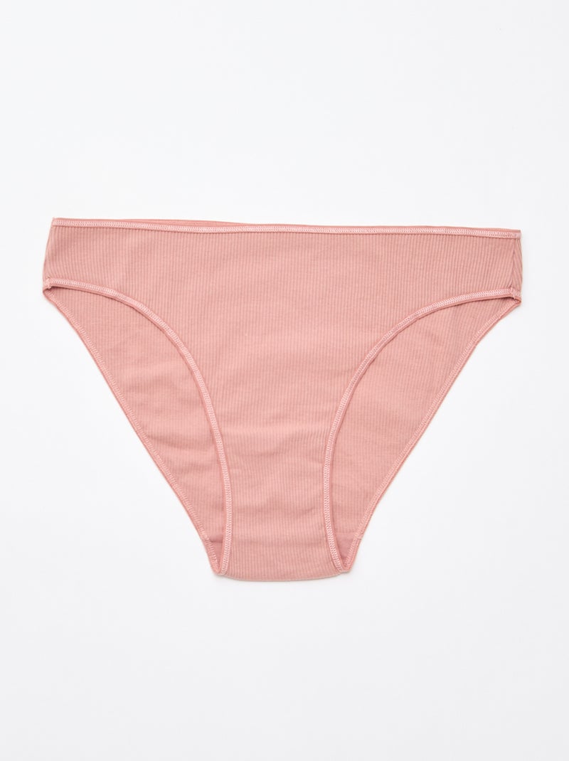 Pack de 5 braguitas de canalé Rosa - Kiabi