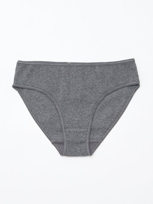 Pack de 5 braguitas de punto canalé - Kiabi