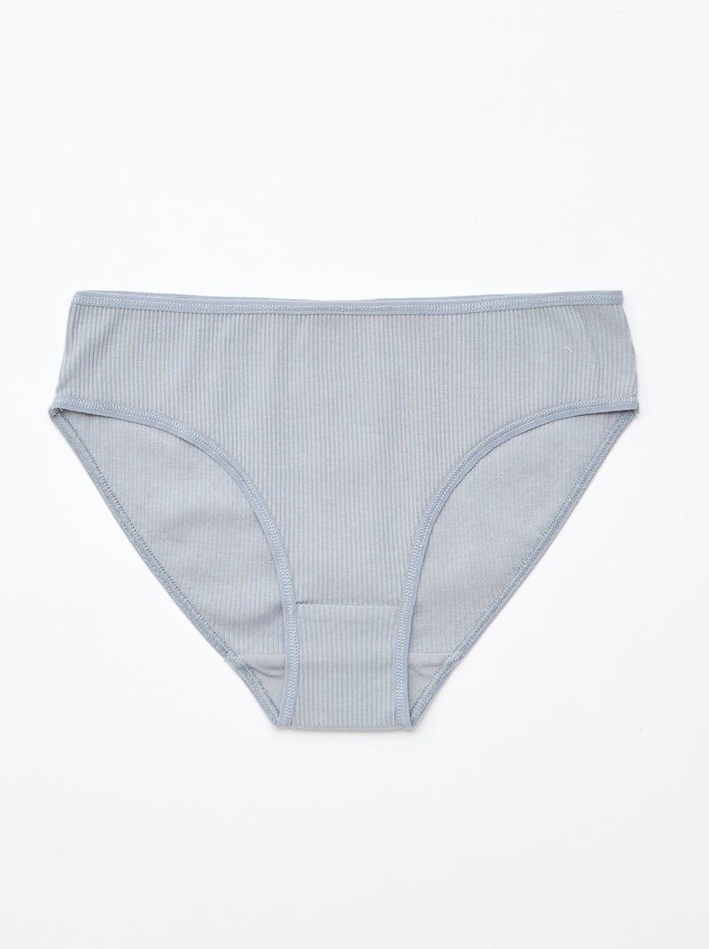 Pack de 5 braguitas de punto canalé Gris - Kiabi