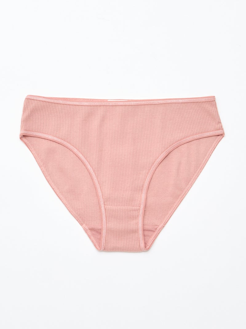 Pack de 5 braguitas de punto canalé Rosa - Kiabi