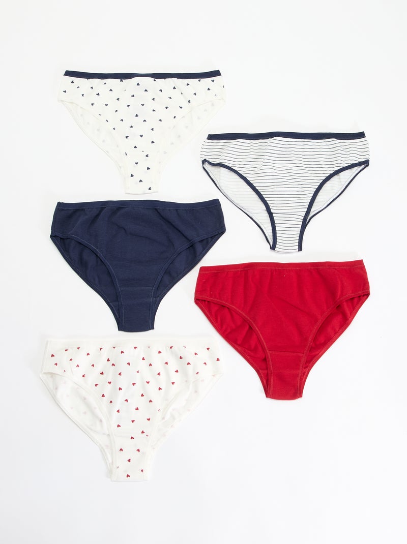 Pack de 5 braguitas estampadas Blanco - Kiabi