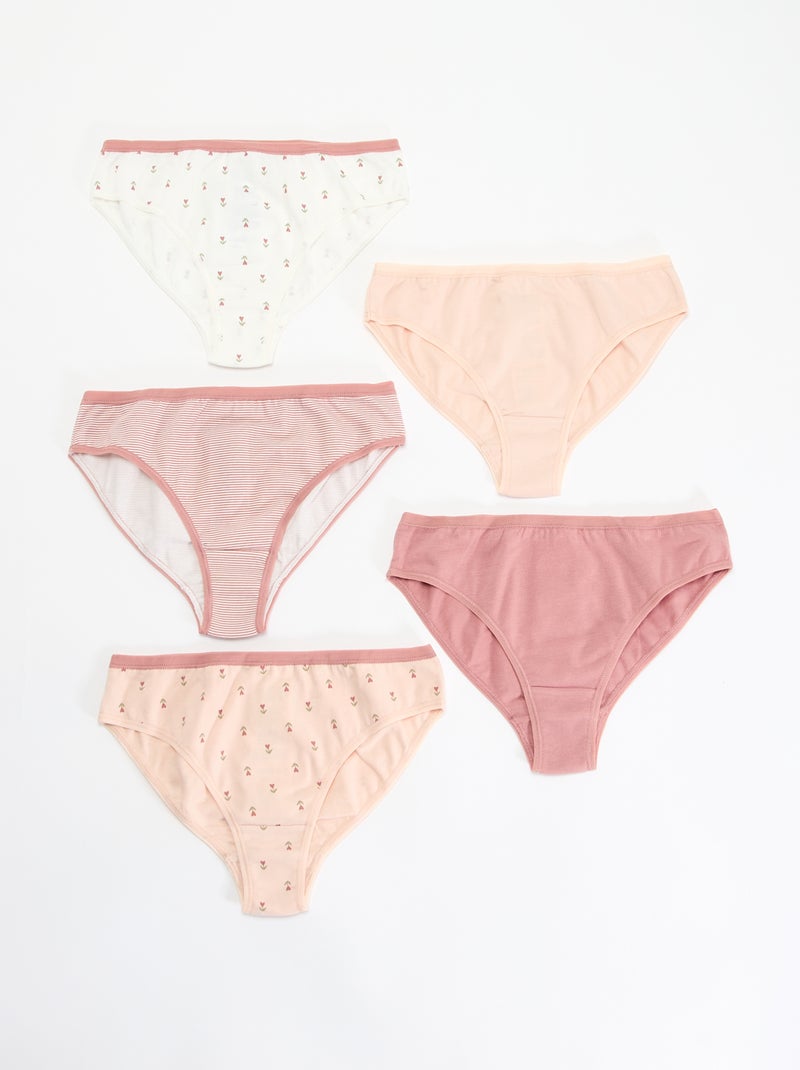 Pack de 5 braguitas estampadas Rosa - Kiabi