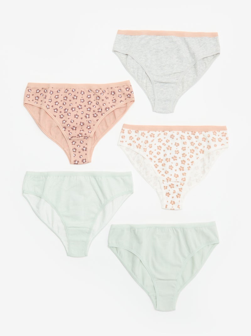 Pack de 5 braguitas estampadas Verde - Kiabi
