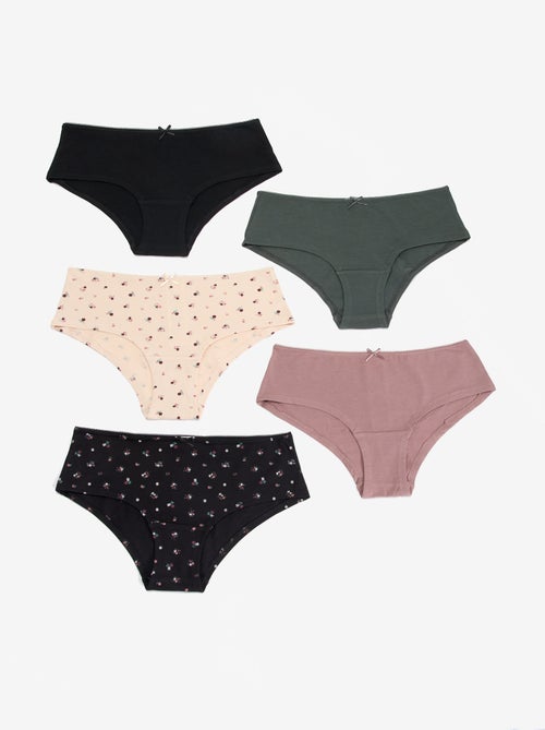Pack de 5 braguitas tipo short estampadas - Kiabi