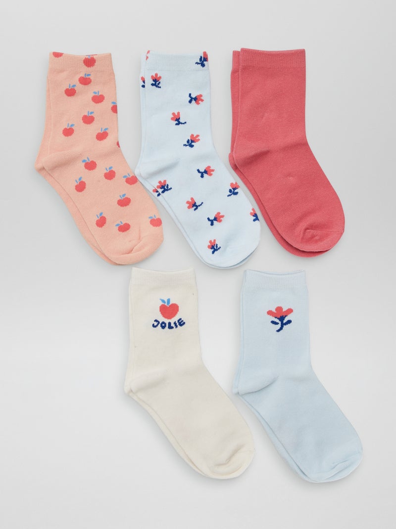 Pack de 5 calcetines altos AZUL - Kiabi