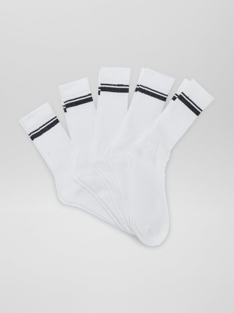 Pack de 5 calcetines altos BLANCO - Kiabi