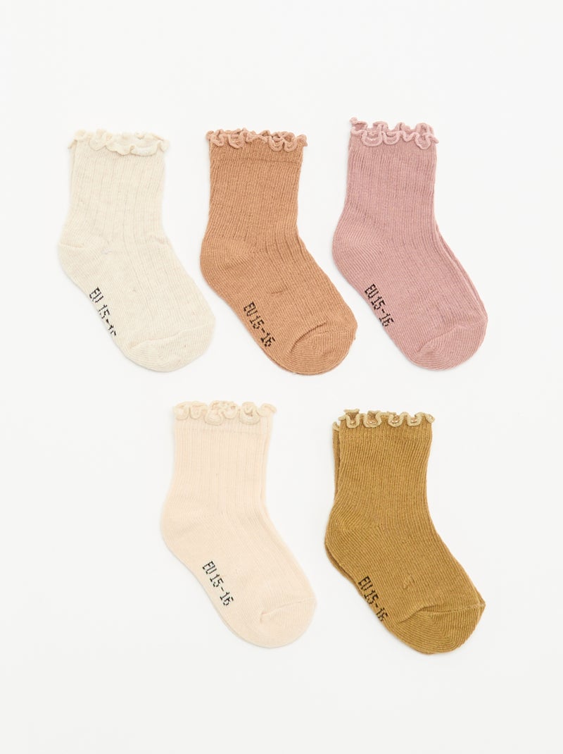 Pack de 5 calcetines con volantes Beige - Kiabi