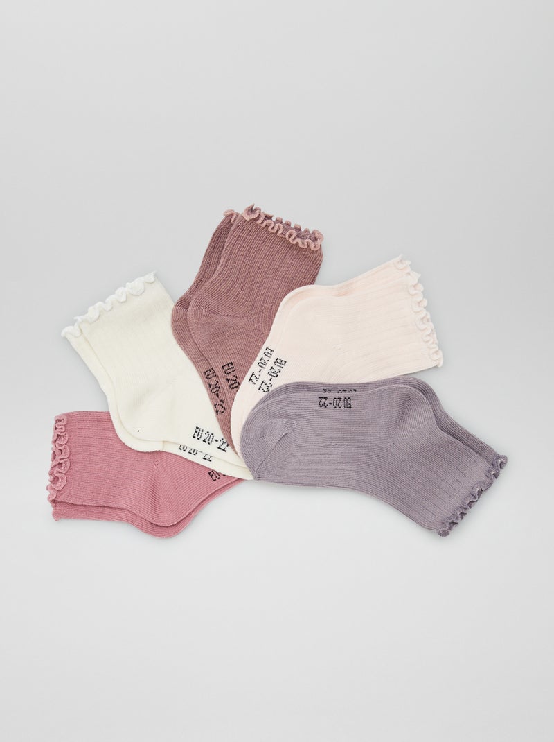 Pack de 5 calcetines con volantes ROSA - Kiabi