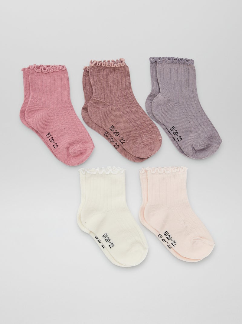 Pack de 5 calcetines con volantes ROSA - Kiabi