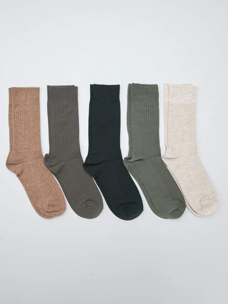 Pack de 5 calcetines de canalé KAKI - Kiabi
