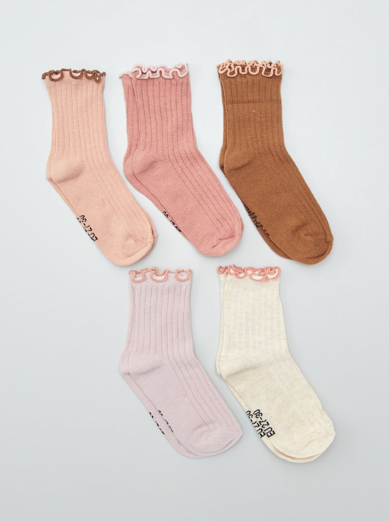 Pack de 5 calcetines de canalé MARRON - Kiabi