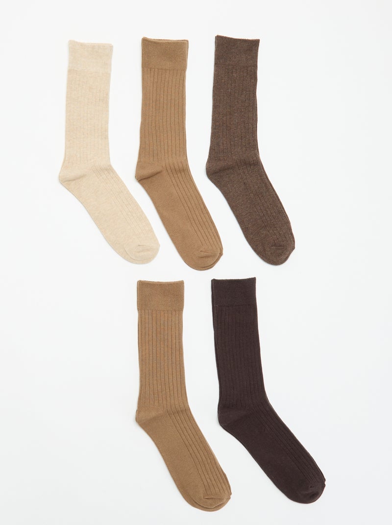 Pack de 5 calcetines de canalé Marron - Kiabi