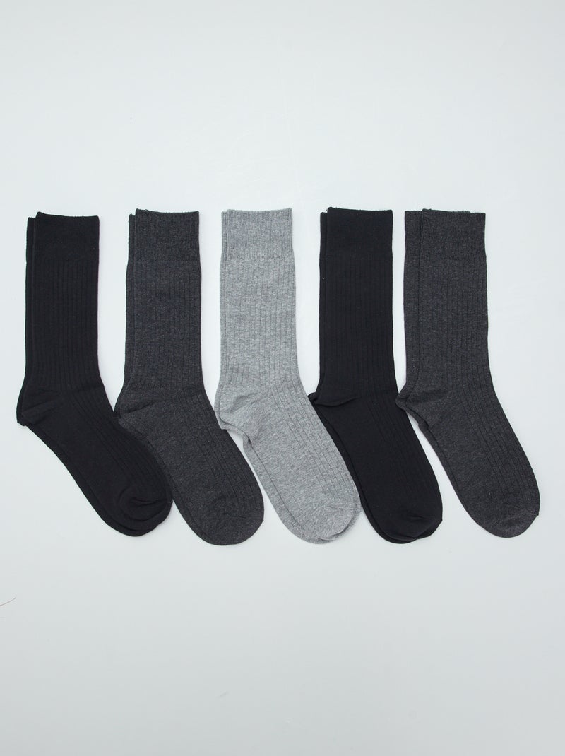 Pack de 5 calcetines de canalé NEGRO - Kiabi